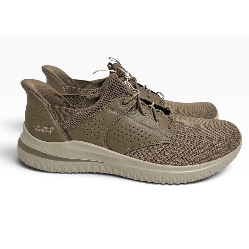 Skechers Men's Delson Swift Fit Hands Free Slip-In Sneakers 9.5 Taupe